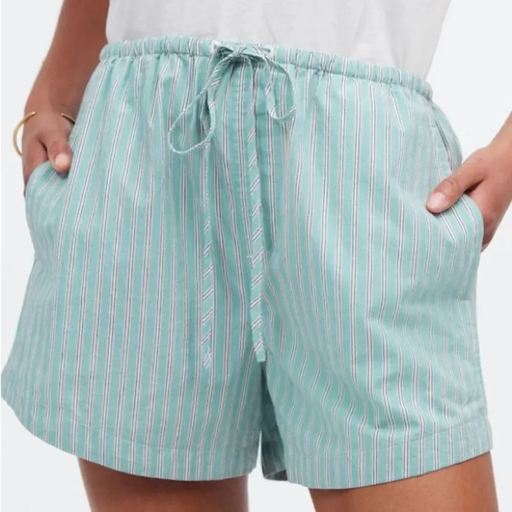 Madewell Poplin Cotton Shorts - Dusty Verdigris- small